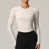 Ropa de Yoga de Manga Larga Otoño/Invierno Europea y Americana para Mujer, Secado Rápido, Transpirable, Moldeadora de Cintura, Camiseta de Fitness, Pilates, Running, Top Deportivo