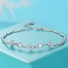 Pulsera de Trébol de Cuatro Hojas de Joyería de Moda Zhenrong para Mujer, Moda de Estilo Japonés Coreano, Pulsera con Forma de Corazón con Incrustaciones de Diamantes, Joyería de Mano Plateada