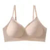 Sutiã sem costura com bojo fixo para mulheres com seios pequenos, push-up, anti-queda, sem aro, fino, esportivo ajustável