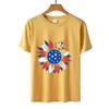 Camiseta del Día de la Independencia para mujer, talla europea, disponible en stock, con estampado de girasoles, manga corta, estilo europeo y americano, Amazon, camiseta del Día de la Independencia para mujer.