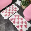 Tapete Estilo Ins de Imitação de Caxemira com Laço Tapete Decorativo para Sala de Estar Absorvente e Fácil de Cuidar Tapete para Piso de Banheiro Tapete para Porta de Entrada