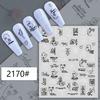 Adesivos de Letras em Inglês Preto e Branco Estilo Ins com Adesivos Autocolantes Simples Roupa de Trabalho Estilo Nail Art Adesivos de Linhas Assimétricas