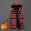 Colete Masculino Novo Outono e Inverno Colete Masculino com Touca Removível Moda Masculina Casual Colete Masculino de Algodão Comércio Exterior
