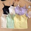 Verão Gelo Seda Fresco Cor Sólida Camisole Costas Lindas Bojo Integrado Emagrecimento Versátil Top Base