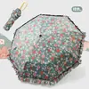 Guarda-chuva de Renda com Alça de Anel Aberta Manual Guarda-sol Guarda-chuva de Uso Duplo Alto Valor Estético 70% de desconto Proteção UV Cola Preta Guarda-sol