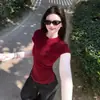 Camiseta Corta Versátil, Sencilla y Elegante para Mujer, Verano 2025, Top Casual Retro Ajustado para el Trabajo