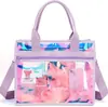 Bolsa de Playa Transparente Iridiscente para Mujer Transfronteriza, Bolsa Tote Grande de PVC Impermeable para Piscina y Viajes