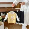 Chaleco para Niñas Otoño Versátil Dibujo Animado Suéter de Punto Chaleco Interior Cálido Ropa de Abrigo Otoño e Invierno para Bebés Niñas
