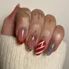 Uñas Portátiles de Navidad Copo de Nieve Amor Brillo Manicura Uñas Postizas Cortas Almendra Mariposa Uñas Largas Europeas y Americanas Venta al por Mayor