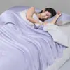 Juego de Cuatro Piezas de Edredón de Verano de Seda de Hielo Lavada Clase a, Edredón Fresco de Verano, Adecuado para Dormir Desnudo, Edredón Bordado para Aire Acondicionado, Edredón Delgado de Verano de Seda Fresca