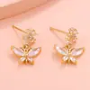 Pendientes de mariposa con circonitas de Super Hada de Ins, bonitos y pequeños pendientes multicolores de animales de aleación de celebridades de Internet, joyería transfronteriza de comercio exterior
