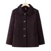 Abrigo de solapa otoñal e invernal de la abuela, top grueso casual con forro polar para señora mayor, ropa de casa cálida y holgada para mujer, talla grande