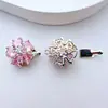 Broche de Flor de Cobre Chapado en Oro Zirconia Pulsera Conector de Collar Broche de una Sola Fila Accesorios para Joyería DIY Materiales para Cuentas