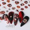 Nuevas pegatinas de uñas de Halloween transfronterizas, relieve tridimensional, ojo oscuro, araña, gota de sangre, pegatinas de uñas con pegamento trasero