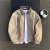 Chaqueta Detroit tie-dye con patrón oscuro gris para hombre, abrigo corto de cuero de otoño con cuello de solapa, estilo de alta calle americano, chaqueta de trabajo de hombro recto