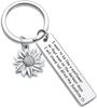 Llavero de acero inoxidable con letras de venta caliente europeo y americano, llavero de girasol inspirador de acero de titanio, joyería de amistad, joyería inspiradora