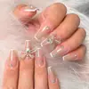 Adesivos de Manicure Clareadores Transfronteiriços, Unhas Usáveis, Francesinha Semi-Feita à Mão com Laço, Doce e Cool Sexy, Diamante de Coração de Alta Qualidade