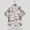 Camisa de Manga Curta com Estampa de Anime Cartoon Estilo Japonês para Homens e Mulheres, Estilo Preguiçoso Divertido de Nicho de Verão, Camisa para Casal Estudante