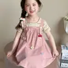 Conjunto de Vestido de Verano para Niñas 2026 Nuevo de Moda y Dulce Conjunto para Bebé Conjunto de Dos Piezas de Verano a Rayas con Mangas Cortas para Niños