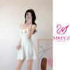 Traje de baño de una pieza para mujer color puro estilo falda que cubre el vientre adelgazante look niña dulce conservador sexy tirantes traje de baño para aguas termales