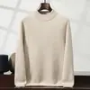 Suéter de Cachemira Grueso de Doble Hilo para Hombre de Siete Agujas Cuello Medio Alto Tejido de Cachemira Suéter Pulóver Base para Hombre de Otoño e Invierno Suéter de Forro Polar