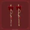 Nuevos Pendientes Festivos Rojos Estilo Chino para el Año Nuevo, Pendientes Propicios para el Año del Caballo, Pendientes Exquisitos Retro de Nicho