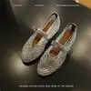 Zapatos Planos Mary Jane Huecos de Tacón Oculto Estilo Francés con Pedrería para Mujer, Zapatos Planos Elegantes Estilo Ballet para Viajes de Negocios para Mujer