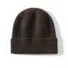 100% Cachemira Otoño e Invierno Nuevo Cálido Gorro de Punto de Cachemira a la Moda Versátil Sencillo Gorro de Lana Negro