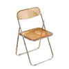 Silla transparente de moda, plegable para sesiones de fotos, silla de comedor acrílica simple con respaldo engrosado