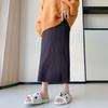 Ropa de Maternidad Moda Otoño e Invierno Falda de Punto Ajustada a la Cadera para Mujeres Embarazadas de Longitud Media con Abertura Falda Recta de Cintura Alta