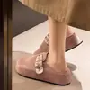 Pantuflas cerradas de suela gruesa para mujer, aptas para usar en exteriores, nuevo modelo de otoño 2026, sin cordones, zuecos de estilo francés Birkenstock de moda