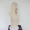 Peluca rubia platino hecha a mano con encaje frontal y raya en medio, peluca completa versátil de cabello largo lacio rubio