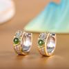 Prata S925 Padrão de Prata Hetian Jade Brinco Simples High-end Luz Luxo Outono e Inverno Requintado Brincos Femininos