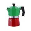 Nueva cafetera octogonal clásica roja y verde olla moka explosiva mango engrosado fabricantes de ollas manuales al por mayor