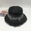 Moda Nuevo Sombrero de Pescador de Mezclilla Sombrilla para Exteriores Sombrero para el Sol Estilo Europeo y Americano Retro Borde Crudo Sombrero de Cubo Listo para la Venta