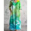 2026 Nuevo Estilo Europeo y Americano de Comercio Exterior Transfronterizo Vestido Casual de Verano Holgado con Cuello en V y Mangas Largas Impreso en 3D para Mujer
