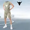 Conjunto de Duas Peças Masculino para Corrida de Secagem Rápida, Regata Sem Mangas, Roupa para Treinamento Físico, Camisa de Basquete, Regata de Verão com Shorts, Em Estoque