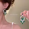 Brincos de Borla com Franjas de Zircônia Esmeralda Ultra Resistentes para Mulheres, Luxo Acessível, High-End, Brincos Elegantes e Atmosféricos, Brincos Únicos