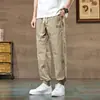 Calça Casual Fresca de Seda de Gelo Masculina Verão Novo Solta Respirável Calça de Perna Meninos Fina Mais Fácil de Combinar Calça Esportiva Nove Pontos