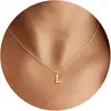 Moda Nuevo Europeo y Americano Ins Moda Casual 26 Letras Inglesas A-Z Color Cobre Dorado Collar para Mujer Gargantilla Joyería