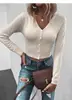Nuevo cárdigan de punto con cuello en V para mujer de moda transfronteriza, chaqueta suéter corta ajustada de manga larga de color liso, top estilo chica popular