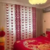 Set de Decoración de Habitación de Boda con Cortinas Largas con el Personaje "Doble Felicidad" para el Nuevo Hogar del Novio y el Dormitorio de la Novia, Decoración de Boda para la Sala de Estar con Guirnaldas