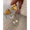 Pendientes de metal mate irregulares retro franceses con forma de corazón para mujer, elegantes, sencillos y distintivos.