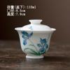Tazón de té de cerámica con dos tapas y diseño de flor de iris pintada a mano, no caliente, para juego de té de kung fu doméstico, tazón de té de estilo chino, taza de té individual