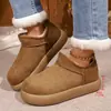 Nuevas botas cortas de felpa gruesa de invierno de talla grande para mujer, cálidas botas de nieve casuales para el hogar, zapatos de algodón cálidos, deseo de suministro
