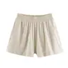 Comércio Exterior Transfronteiriço Atacado 2026 Nova Moda Casual Feminina Europeia e Americana Cintura Elástica Elástica Mistura de Linho Shorts Casuais