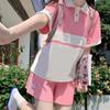 Estilo Universitario Estilo Japonés Chica Suave Conjunto Deportivo Femenino Verano Estudiante Holgado Cuello Polo Manga Corta Shorts Casual Conjunto de Dos Piezas