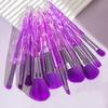 Juego de brochas de maquillaje de 10 cristales de diamante directo de fábrica mango de diamante transparente brocha para base sombra de ojos belleza para principiantes