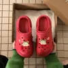 Zuecos Rojos de Manzana Tomate de Suela Gruesa para Aumentar la Altura para Mujer, Zuecos de Boda, Lindos Zapatos Cerrados de Eva Antideslizantes para Exteriores de Verano