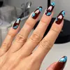 Uñas Portátiles Color Bloqueo Manicura Almendra Tendencia Fresco Acabado Negro Marrón Lago Azul Mariposa Manchas Degradado Uñas Postizas de Fábrica